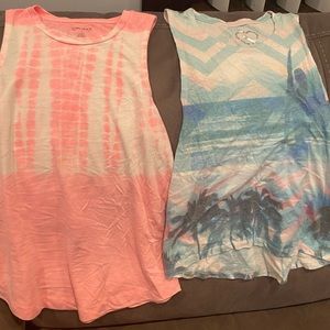 2 tank top pink(size 10) aqua( size XS)